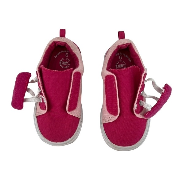 Wonder Nation Pink Hook And Loop Sneakers Size 6 Baby Girl - Picture 4 of 10